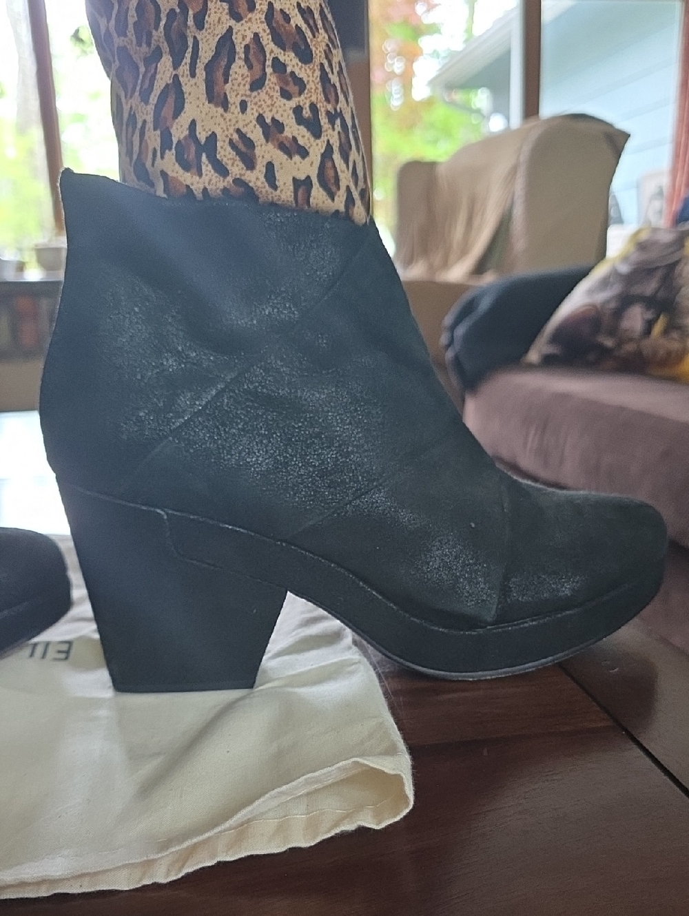 Eileen Fisher suede platform booties. - Picture 4 of 10